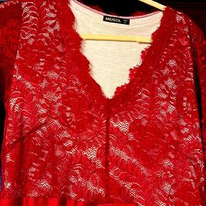 Miusol Size Large Red Lace Cocktail Dress